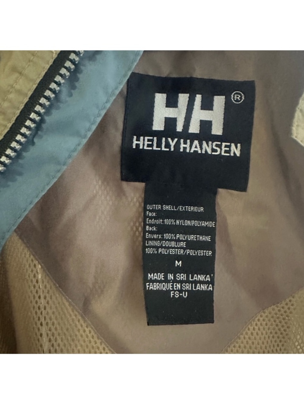 Helly Hansen Two-Tone Hooded Windbreaker Jacket - Tan & Blue - Picture 4 of 4